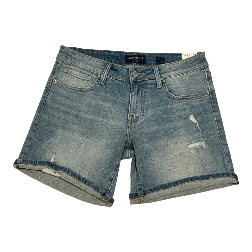 Lucky Brand Roll‎ Up Women's Blue Jean Shorts Size 2/26 (7WP10245) Retail $69.50